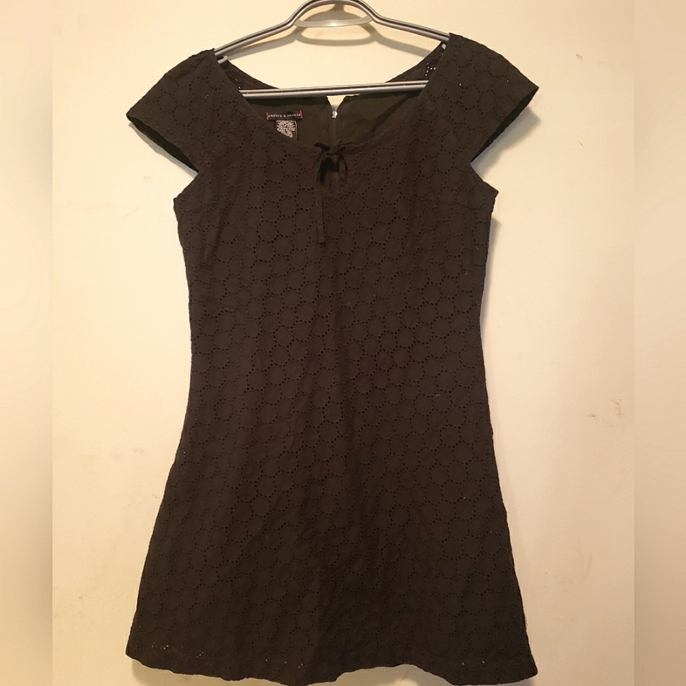 GHOSTS & ANGELS - Black Mini Dress - Dotted, Keyhole Tie-Up Front/Zip Back - Med - Picture 2 of 8